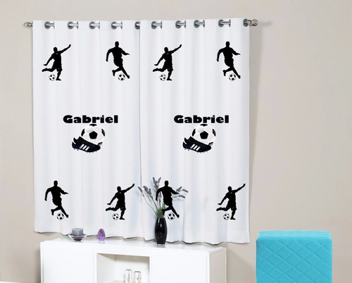 Cortina Quarto Tema Futebol Personalizada Com Nome