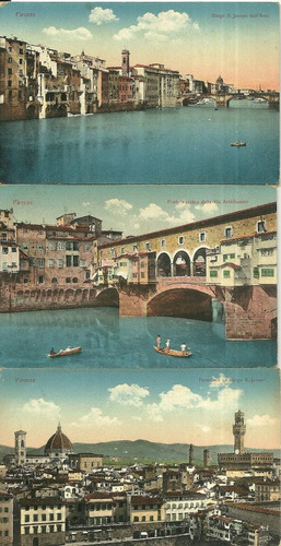 Lote X9 Antigua Postal Florencia Italia Ponte Vecchio Duomo