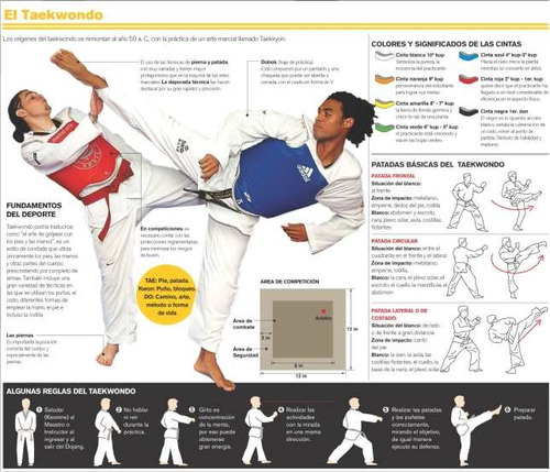 Taekwondo - Deporte Y Gimnasia - Lamina 45 X 30 Cm.