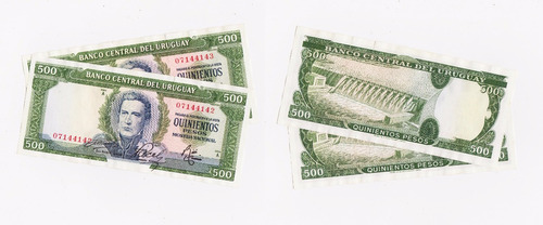 Uruguay 500 Pesos (1967) Variante 8 A 5.1 - Par Correlativos