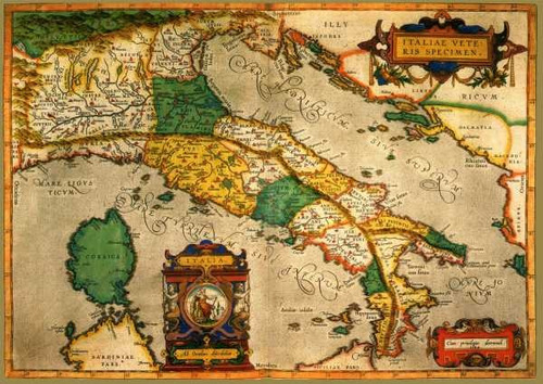 Lamina 45x30 Cm. - Mapa Antiguo De Italia 1584