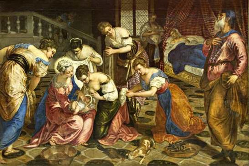 Tintoretto - Nacimiento De Juan Bautista - Lámina 45 X 30 Cm