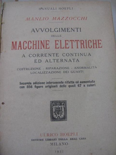Mercurio Peruano: Libro Maquinas Electricas Italia 1922   L2