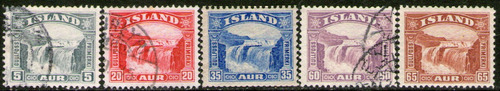 Islandia Serie X 5 Sellos Cataratas Doradas Años 1931-32