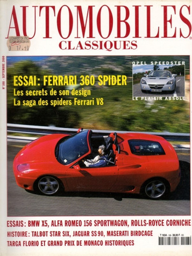 Automobiles Classiques N°108 Ferrari 360 Spider Bmw X5 Alfa