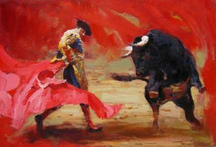 Corridas De Toros - Toro Y Torero - Lámina 45 X 30 Cm.