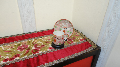Taza Japonesa Antigua De Cafe Pintada A Mano Geishas Veala (Usado)