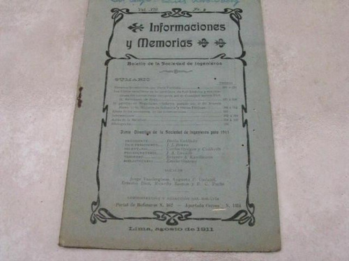 Mercurio Peruano: Boletin Ingenieria 8-1911 L25 Ig8rn