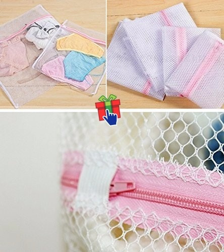 Imagen 5 de 6 de Set X 12 Bolsa Red Ropa Lavarropa Valija 1cierre 30 X 40 Cm