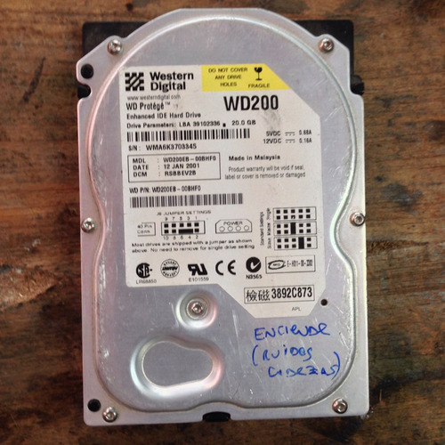 Disco Rigido Western Digital Wd200eb-00bhf0 Ide No Funciona