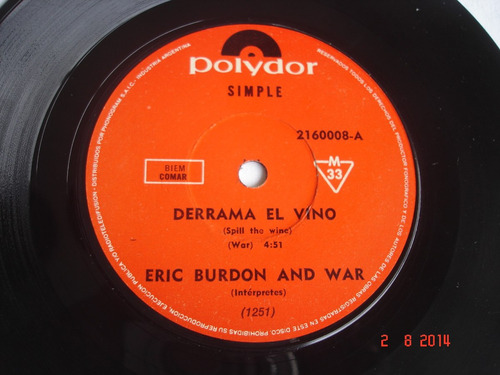 Eric Burdon And War Vinilo Disco Simple Derrama El Vino  K