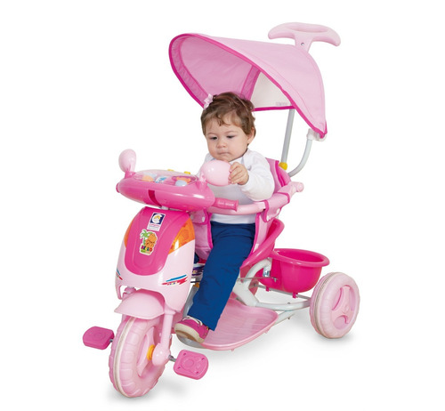 Triciclo Infantil Evolution Rosa C/ Som Luz - Cotiplás