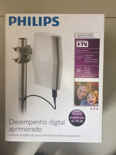 Antena Philips Tv Digital Amplificada 18db Interno / Externo