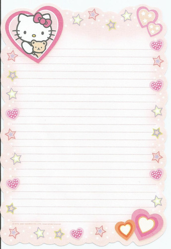 Imagem 1 de 2 de Papel De Carta Rosa Coleção Hello Kitty Sem Envelope