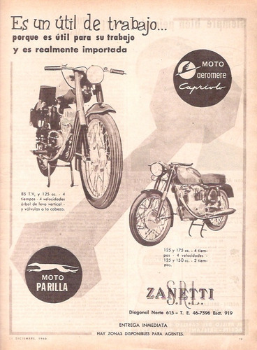 Antigua Publicidad Moto Parilla Zanetti