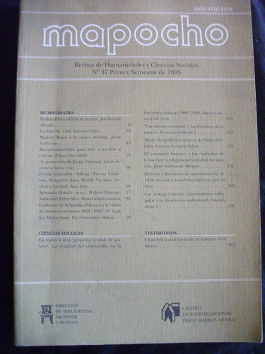 Mapocho, Revista. Nº37 1er Sem 1997 (violeta Parra, M.rojas)