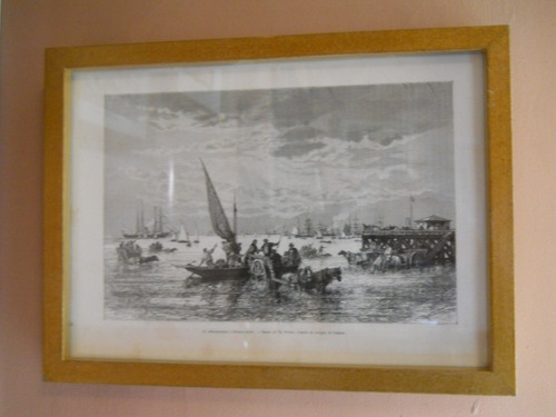 Grabado Original Desembarco Buenos Aires 1880 Con Marco