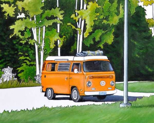 Antigua Volkswagen Combi - Lamina 45 X 30 Cm.