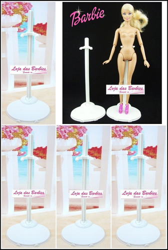 Kit Lote 5 Suporte Branco P/ Bonecas Barbie Susi Ken Blythe