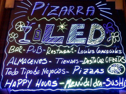 Pizarra Led Fluorescente 70 X 50 + Control Remoto + Plumones