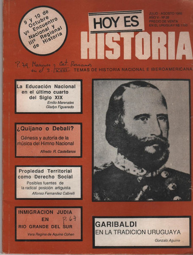 Revista Hoy Es Historia. Julio-agosto 1988