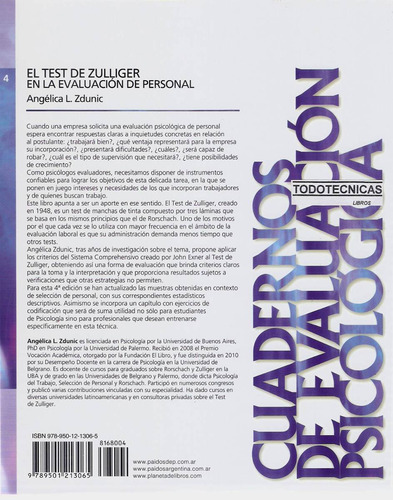 Imagen 2 de 5 de Test De Zulliger En La Evaluacion De Personal Zdunic -pd-