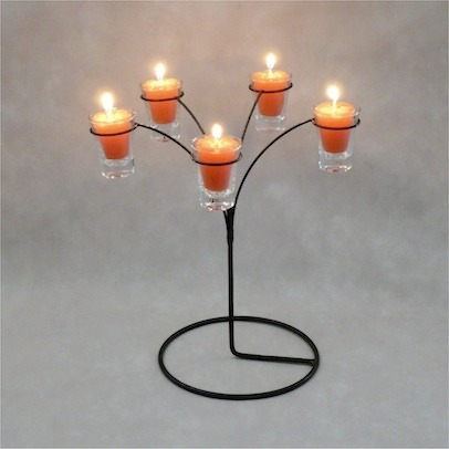 Castiçal 5 Aros Porta Vela Decoração Festa Mesa Candelabro