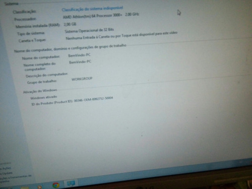 Cpu Hp Amd Athlon 3 Ghz, Memoria 2gb E Hd De 160gb