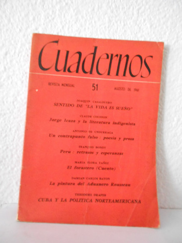 Revista Cuadernos Nº 51 - Vv Aa - París - Agosto De 1961