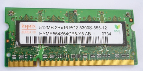 Memoria Ram Ddr2 Hynix 512mb 2rx16 Pc2-5300 Hymp564s64cp6-y5 (Usado)