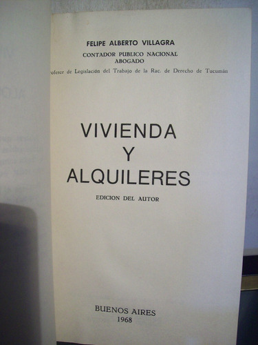 Adp Vivienda Y Alquileres Felipe Villagra / Bs. As. 1968