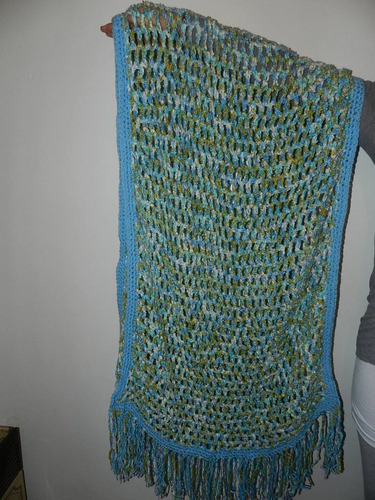 Pashmina Combinada, Super Amplia, Tejida A Mano...ver!!