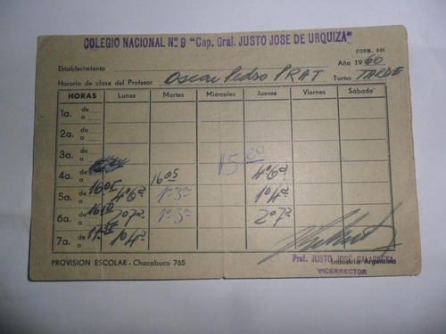 Colegio Nacional Nº 9 Cap Gral Justo Jose De Urquiza 1966