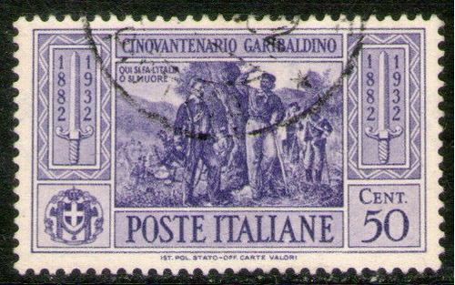 Italia Sello Usado 50° Guiseppe Garibaldi = Batalla Año 1932