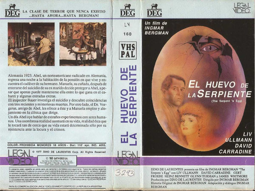 El Huevo De La Serpiente Vhs David Carradine I. Bergman