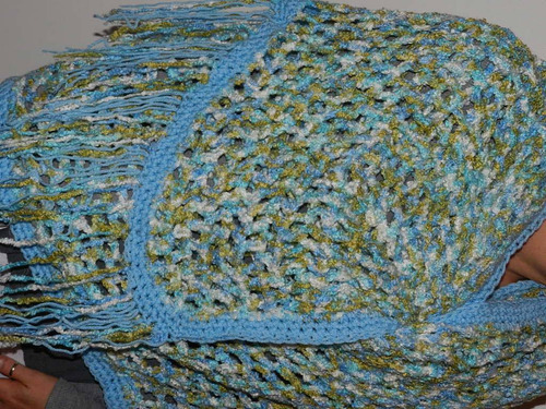 Pashmina Combinada, Super Amplia, Tejida A Mano...ver!!
