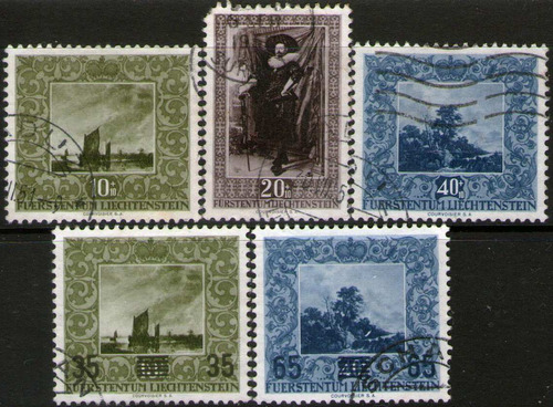 Liechtenstein Serie X 5 Sellos Usados Pinturas Año 1951