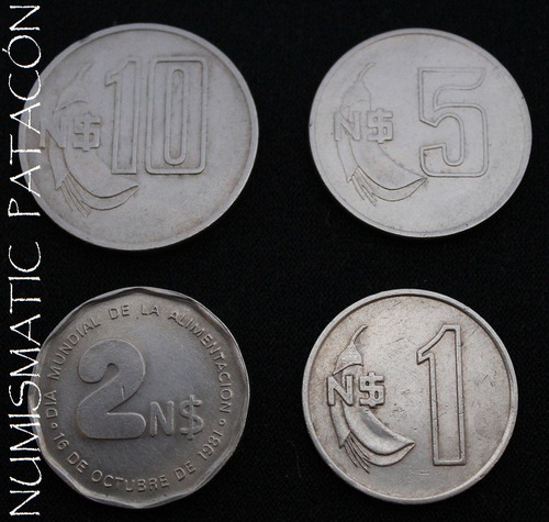 Colección 4 Monedas Nuevo Peso Uruguay 1980 - 1981