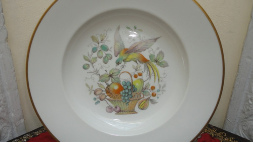 Plato Antiguo Porcelana Bavaria Diseño Ave Y Frutas Miralo