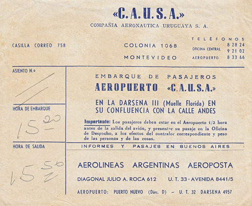 Sobre Hidro Aviones Causa Vuelo Montevideo Buenos Aires Raro