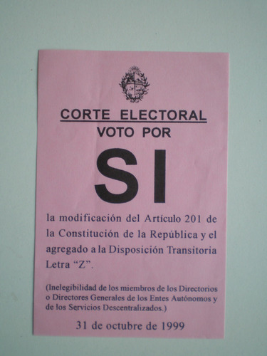 Eleccion 1999 Lista Boleta Plebiscito Prohibir Politíca Ente