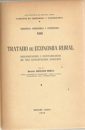 Tratado De Economia Rural  Viii Domingo Borea Arg.1918