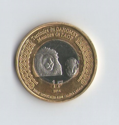 Dahomey (benin) 1 Franc 2014 -bimetalica - Leon -sc