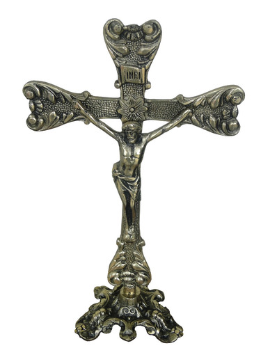 Crucifixo Mesa Bronze Presente Igreja Jesus Cristo Promessas