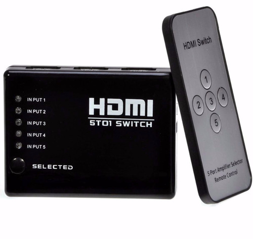 Hub Hdmi Switch 5 Portas Full Hd Splitter Ps3 Ps4 + Controle