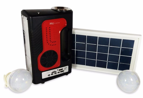 Kit 2 Lampadas Led Lanterna Placa Solar Radio Fm Mp3 Bateria