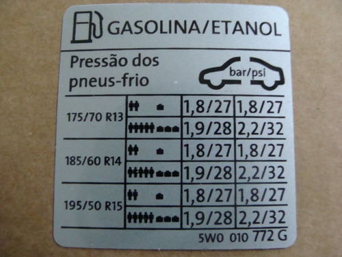 Etiqueta Comb Pressão Pneus Linha Kombi Original Vw Nova