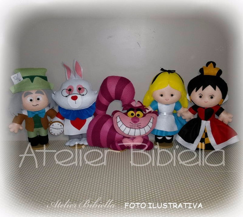 Alice No País Das Maravilhas - Kit 5 Personagens Feltro 30cm