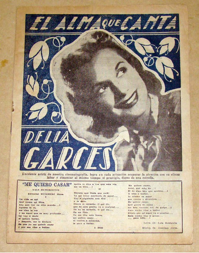 Revista El Alma Que Canta Año 1943 Delia Garces / Queglas