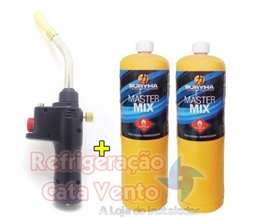 Maçarico Portátil Refrigeração Ar Condicionado 2 Refil Gás